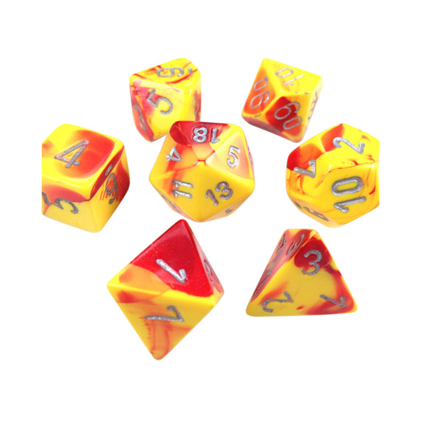 Gemini Dungeons & Dragons Red Yellow Silver Dice 7pc
