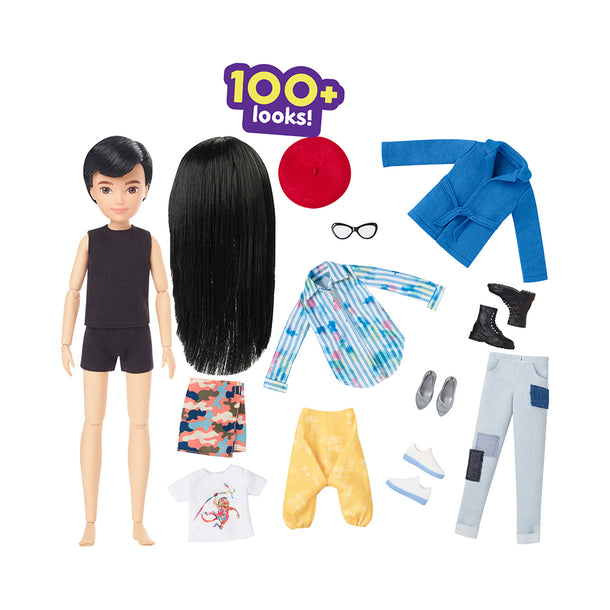 Creatable World™ Deluxe Character Kit Customizable Doll - Black Straight Hair
