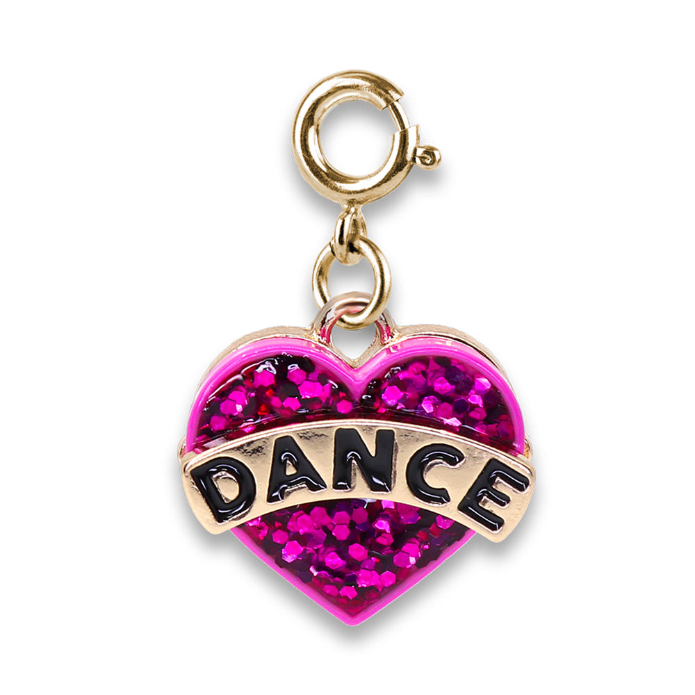 Gold Glitter Dance Heart Charm