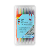 Twin Tip Brush Markers, Assorted Colors, Pack of 12, Mardel