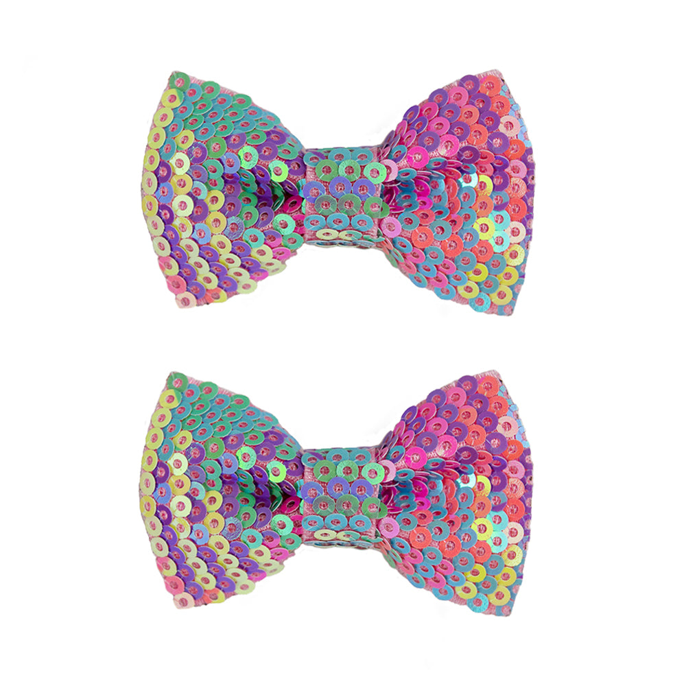 Rainbow Sequins Bows 2pc Set