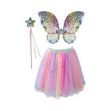 Great Pretenders Rainbow Sequins Skirt with Wings & Wand, Size 4-6