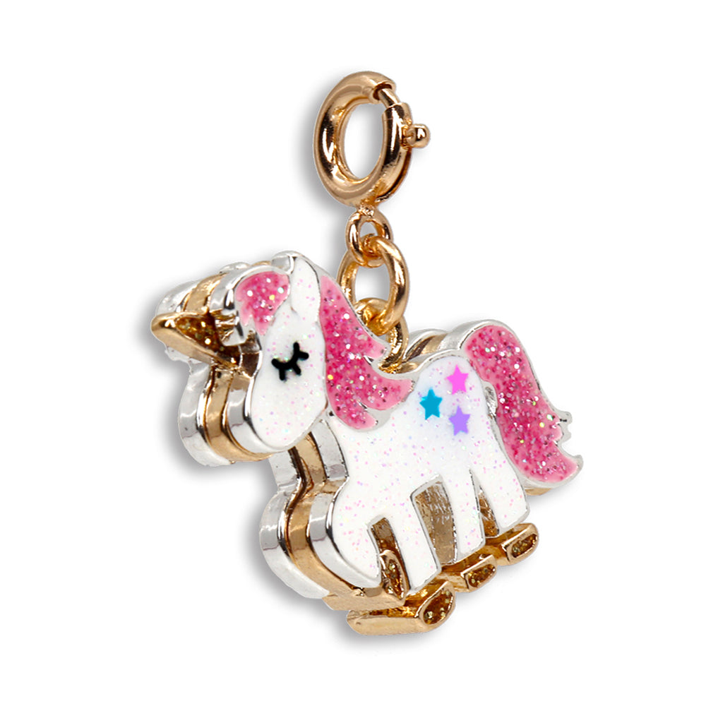 Gold Glitter Unicorn Charm