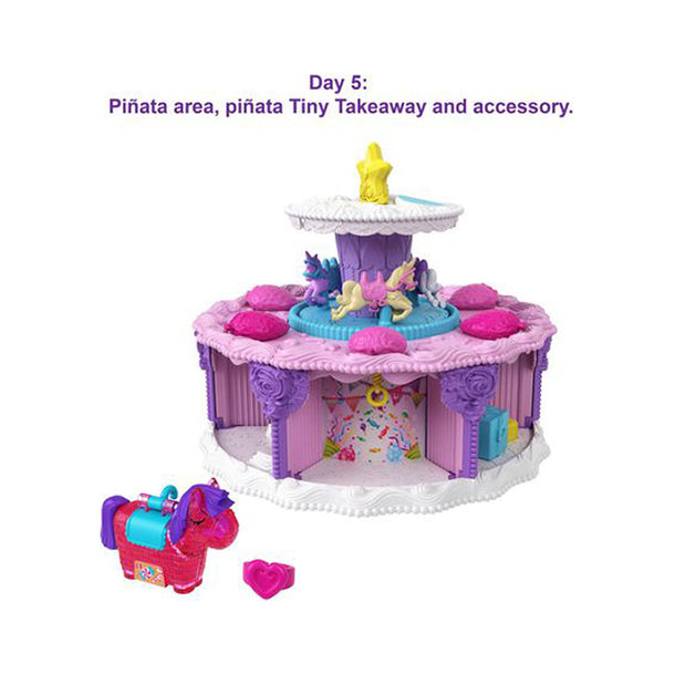 Polly Pocket Birthday Cake Countdown, Birthday Cake Shape & Package, 7 Play Areas, 25 Surprises