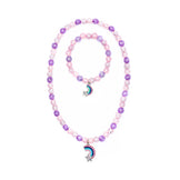 Purple Rainbow Necklace and Bracelet Assorted Set 2pc