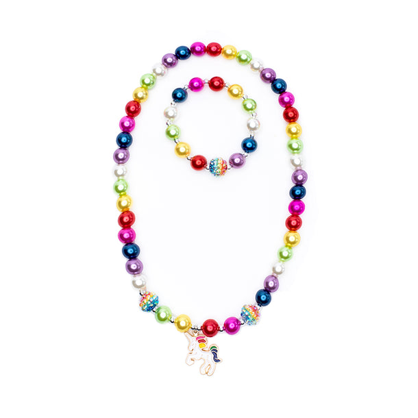 Gumball Rainbow Necklace and Bracelet Set 2pc