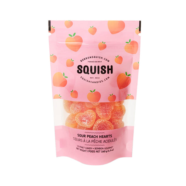 Squish Sour Peach Hearts Small Bag Candy