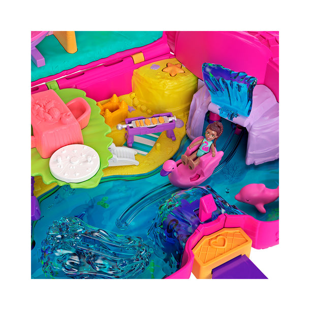Polly Pocket Mini Toys | Compact Playset And 2 Dolls |Flamingo Party