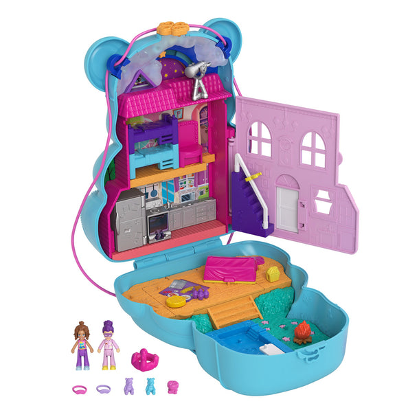 Polly Pocket Mini Toys, Wearable Purse Compact Playsets with 2 Dolls