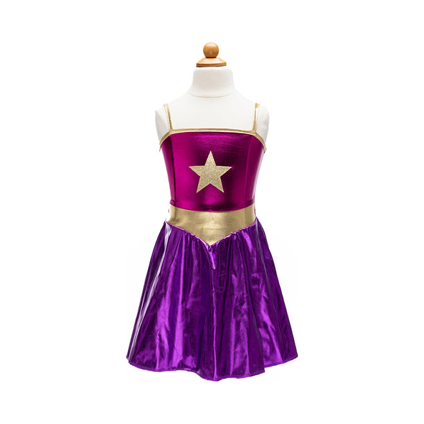 Superhero Dress, Cape & Headpiece, Magenta/Purple