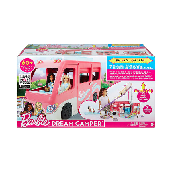 Barbie Camper, Doll Playset with 60 Accessories, 30Inch Slide, Dream