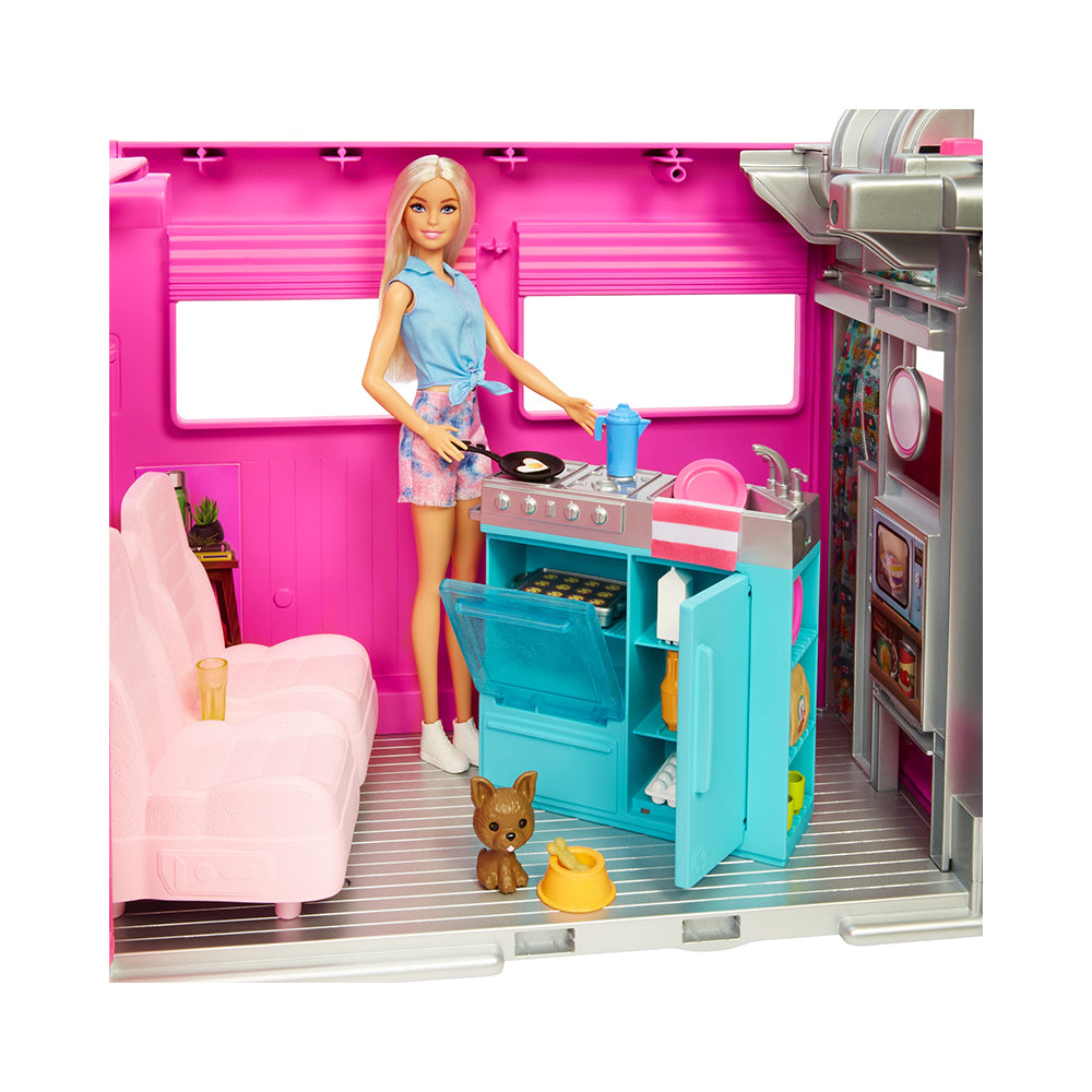 Barbie Camper, Doll Playset with 60 Accessories, 30Inch Slide, Dream