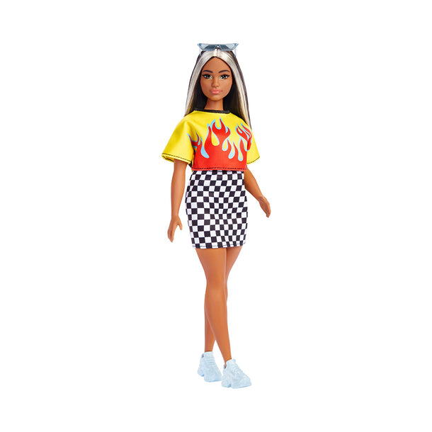 Barbie Fashionistas Doll #179 in Flame Crop Top & Checkered Skirt