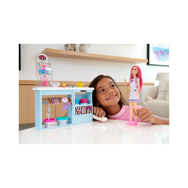 Barbie Doll Bakery Playset with PinkHaired Petite Doll, Baking Station