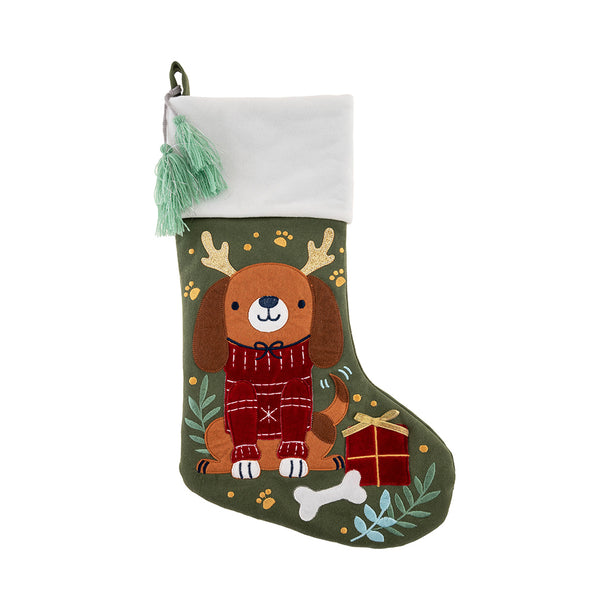 Embroidered Puppy Stocking