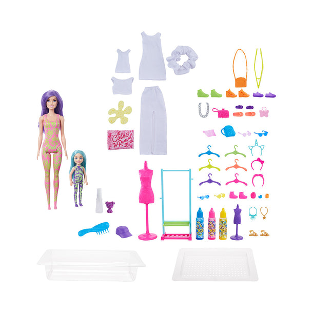 Barbie Doll Color Reveal Gift Set, Tie-Dye Fashion Maker with 2 Barbie Dolls