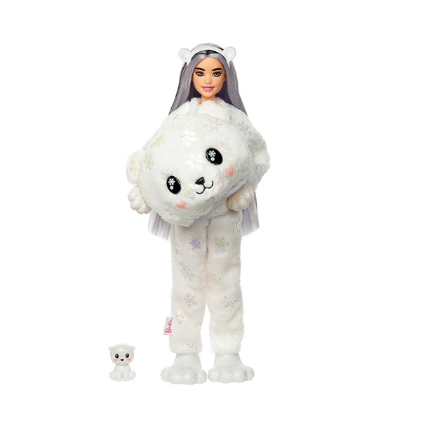 Barbie Doll Cutie Reveal Polar Bear Costume Doll with Pet, Color Change, Snowflake Sparkle
