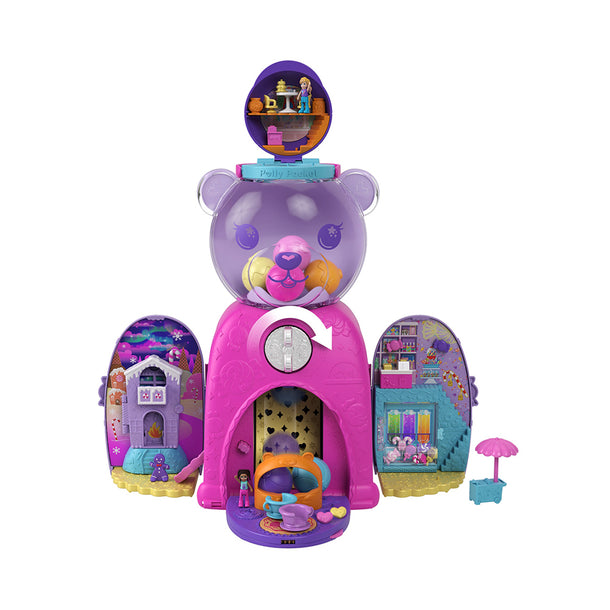 Polly Pocket Travel Toys, Gumball Bear Playset, 2 Dolls and Accessories