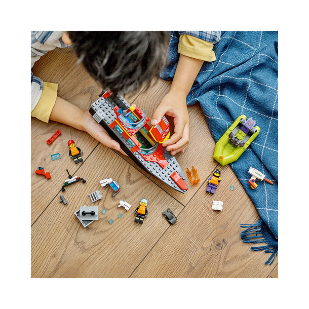 LEGO City Fire Rescue Boat 60373 Building Toy Set (144 Pieces)