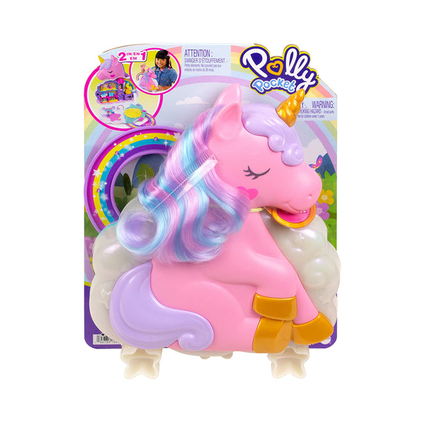 Polly Pocket Rainbow Unicorn Salon Playset With 2 Micro Dolls, Styling Head And 20+ Accessories