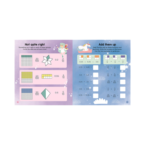 Magical Unicorn Academy: Fractions and Decimals Book