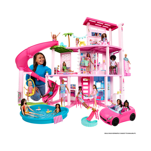 Barbie Dreamhouse, 75+ Pieces, Pool Party Doll House With 3 Story Slide