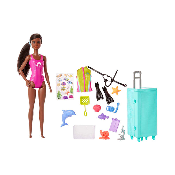 Barbie Marine Biologist Doll And Accessories, Mobile Lab Playset With Brunette Doll And 10+ Pieces