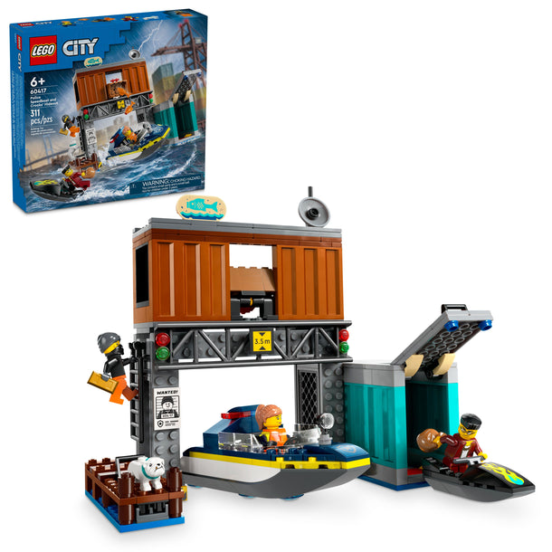 LEGO City Police Speedboat and Crooks’ Hideout Pretend Play Toy 60417
