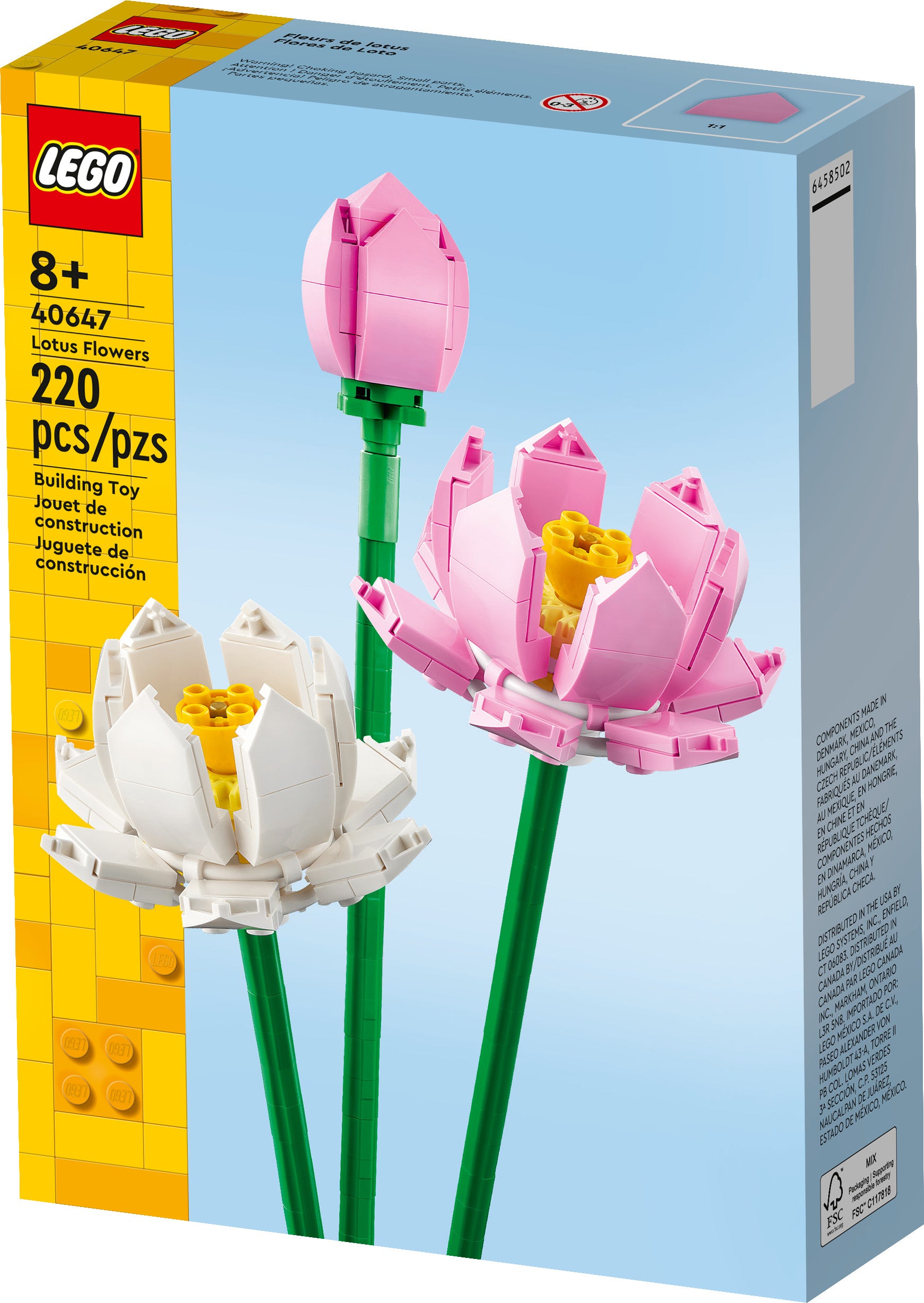 LEGO® Lotus Flowers 40647 Building Toy Set for Ages 8+ (220 Pieces)