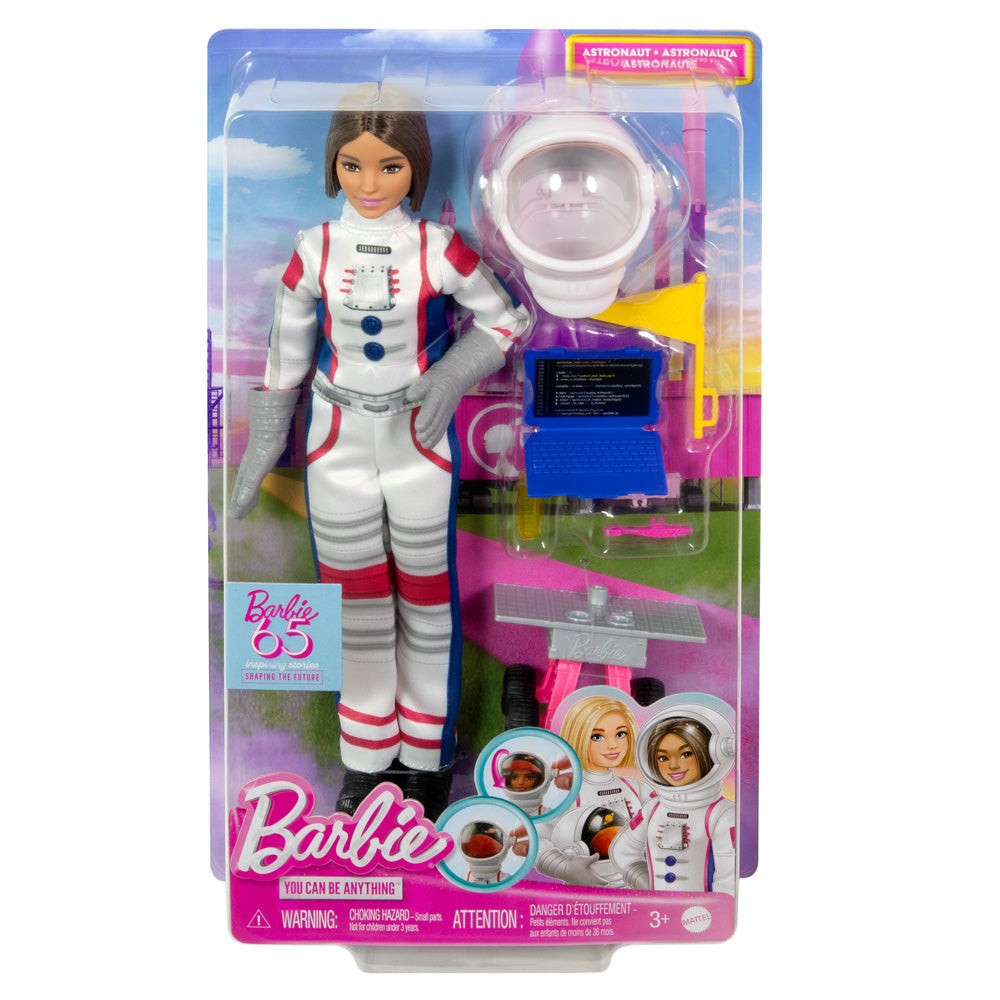 Barbie® Playset 65th Anniversary Astronaut Set with Doll & 10 Accessories Including Rolling Rover & Space Helmet with Flipping Shield