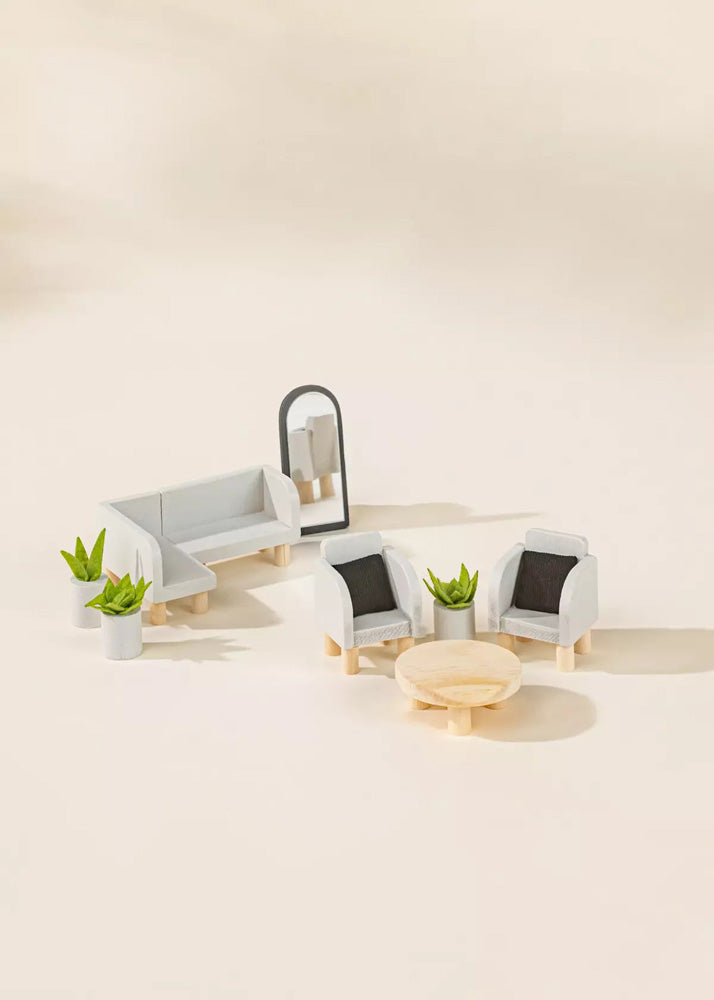 Coco Village Wooden Doll House Living Room Furniture  (10pcs)