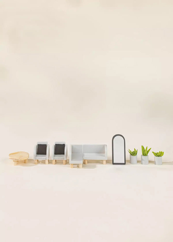 Coco Village Wooden Doll House Living Room Furniture  (10pcs)