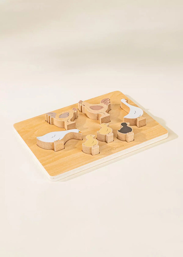 Coco Village Set of 6 Barnyard animals on Wooden Plate