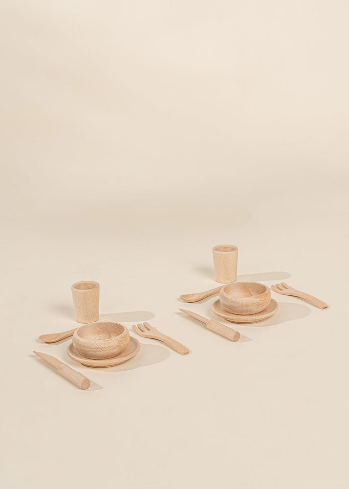 Coco Village Wooden Dinnerware Playset (12 Pcs)
