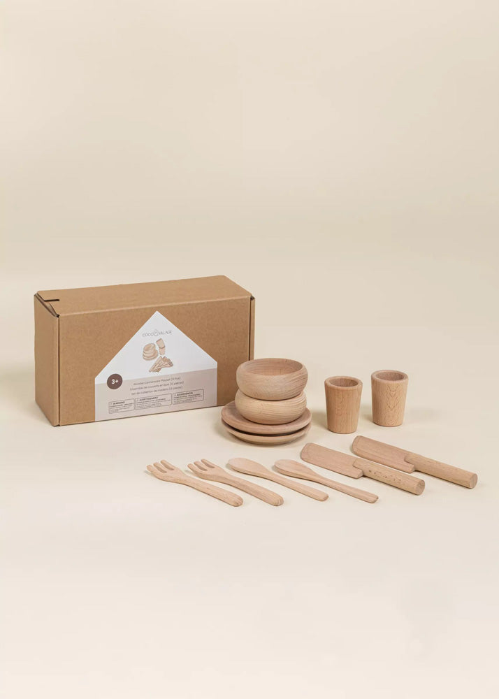 Coco Village Wooden Dinnerware Playset (12 Pcs)