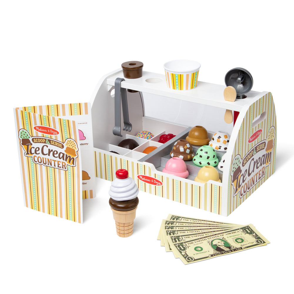 Melissa Doug Scoop and Serve Wooden Ice Cream Counter