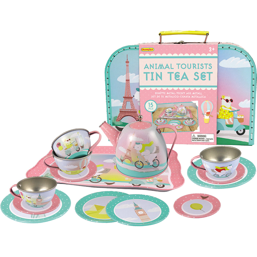 Animal Tourists Tin Tea Set In Carry Case