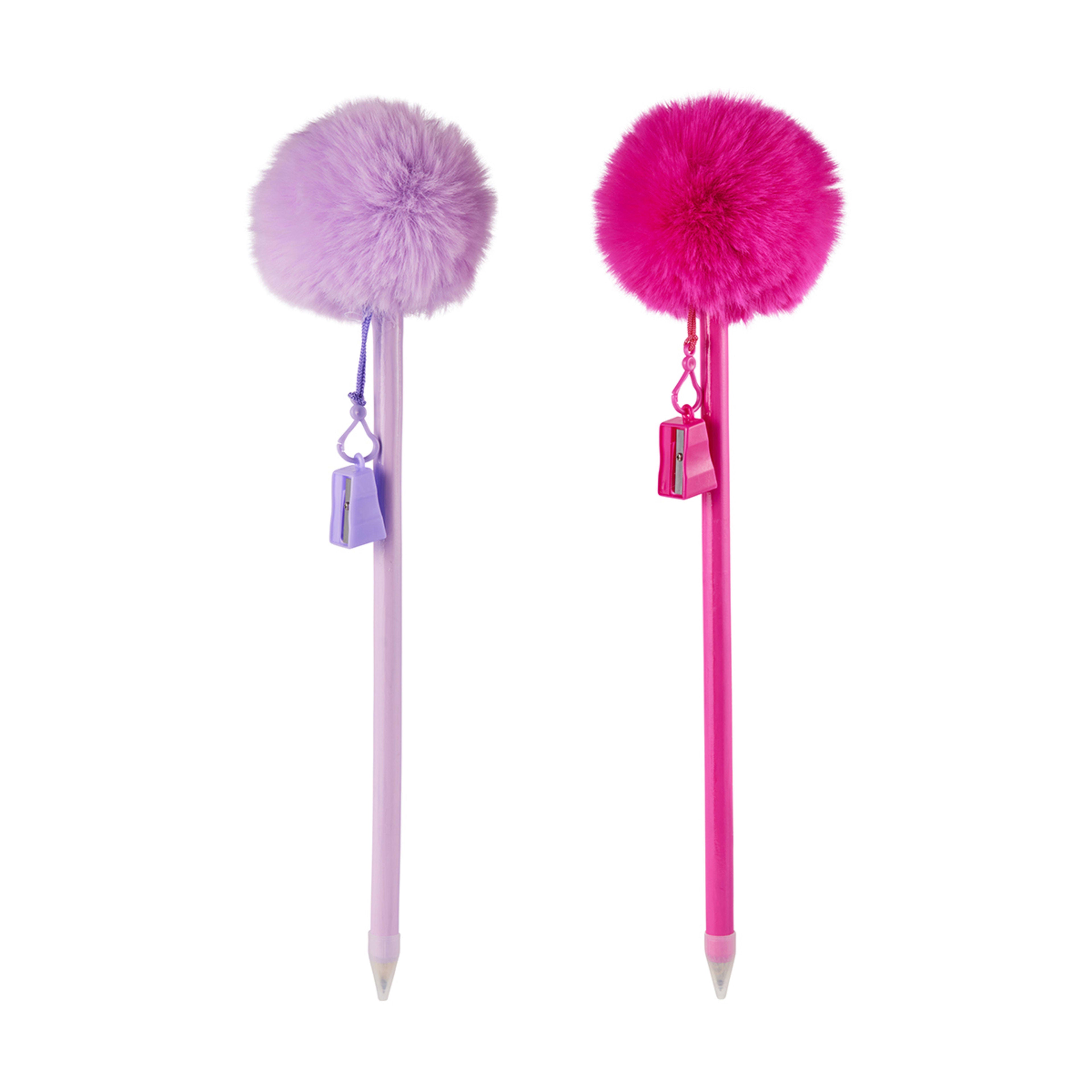 MMT Jumbo Pom Pom Pencil w Sharpener Assorted
