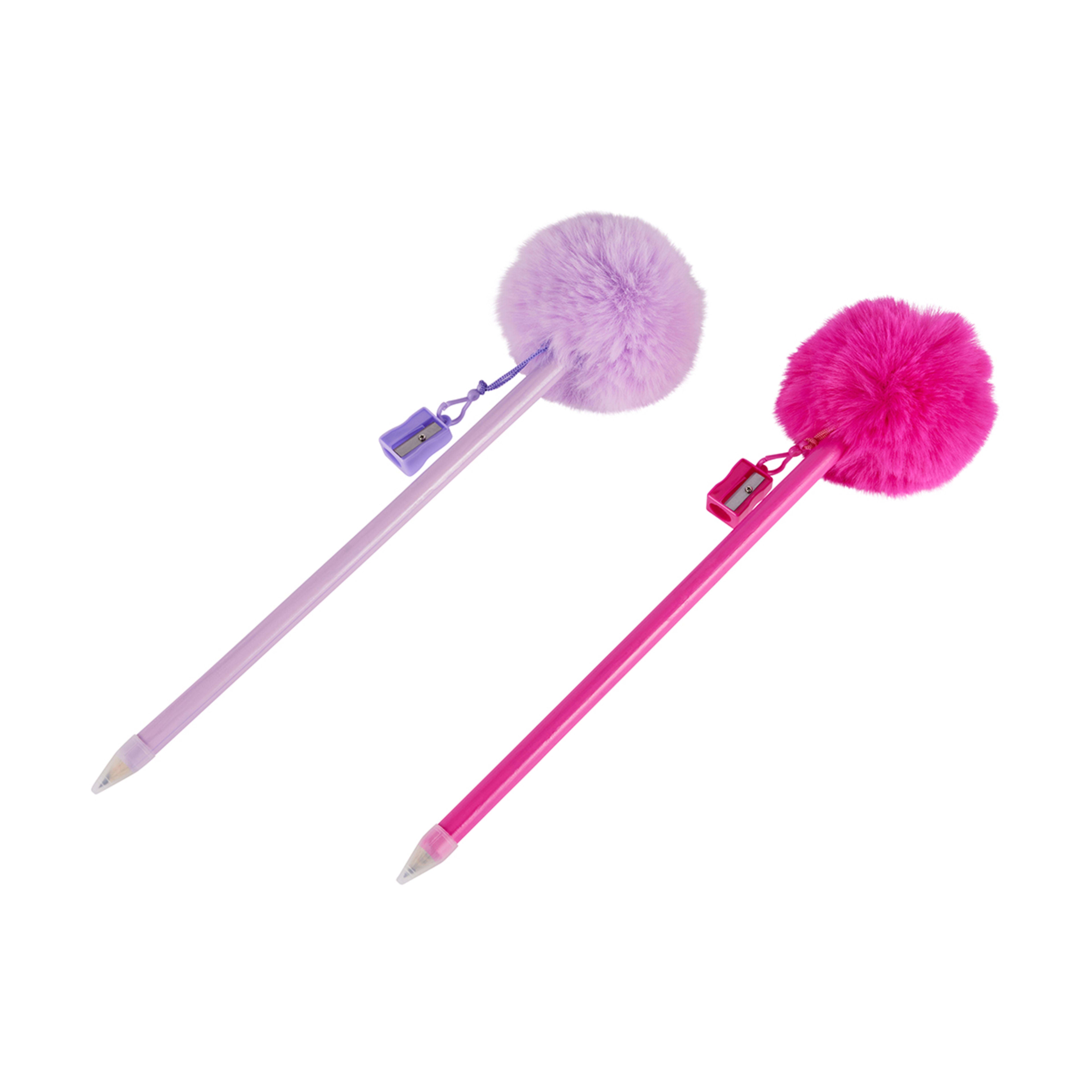 MMT Jumbo Pom Pom Pencil w Sharpener Assorted
