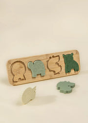 Silicone Puzzle on Wooden Plate - Savana