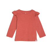 Long Sleeve Ruffle T-Shirt Dusty Cedar 12-18m