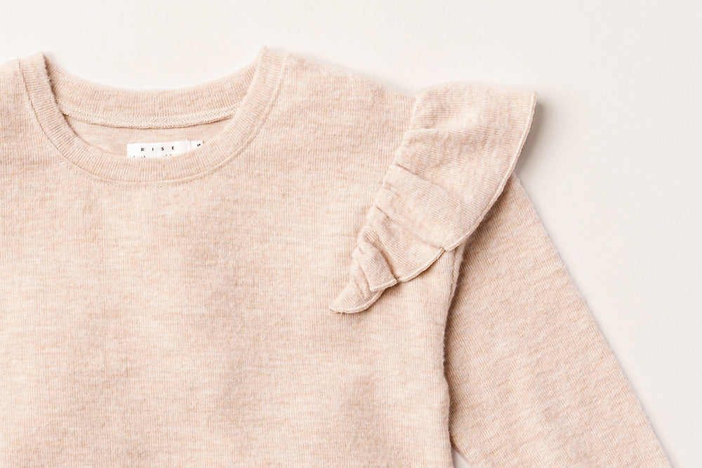 Rise Little Earthling Soft Ruffle Tee Oatmeal