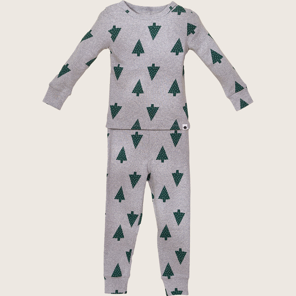 Holiday Sleep Set Grey Xmas Tree 12-18m