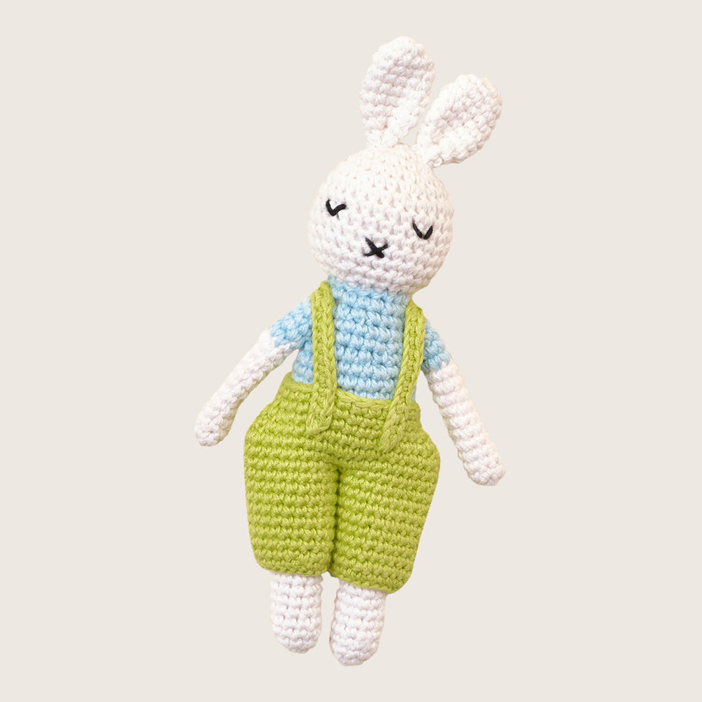 Rise Little Earthling Bunny Rattle White
