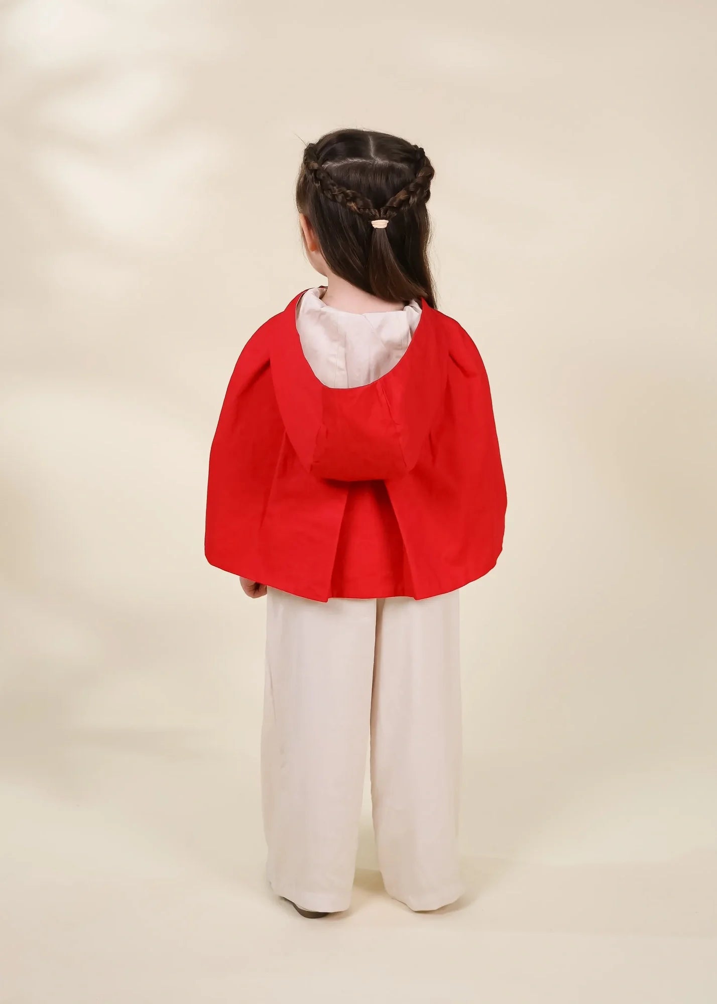 Coco Village Red Cotton Twill Cape with Bow
