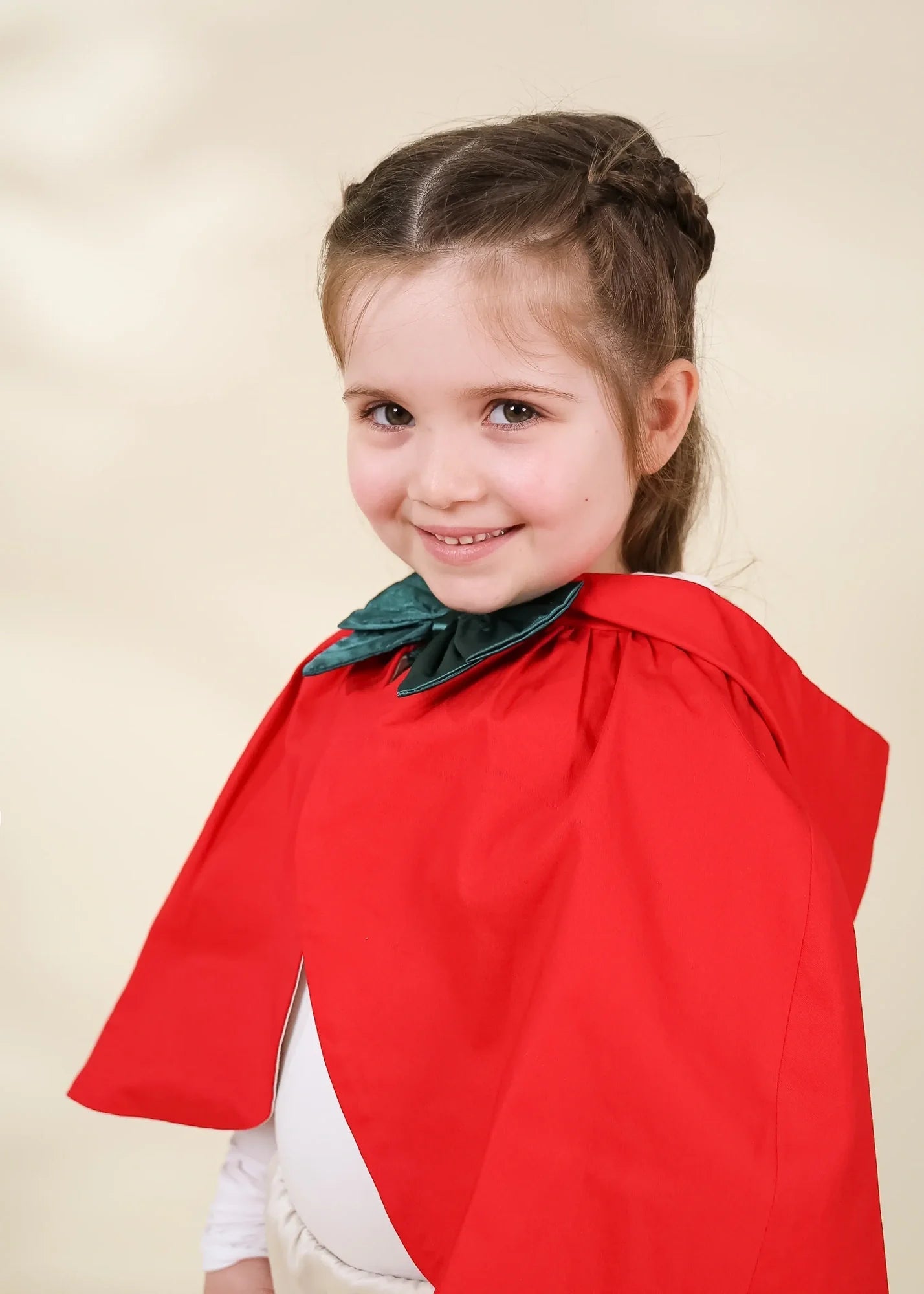Coco Village Red Cotton Twill Cape with Bow