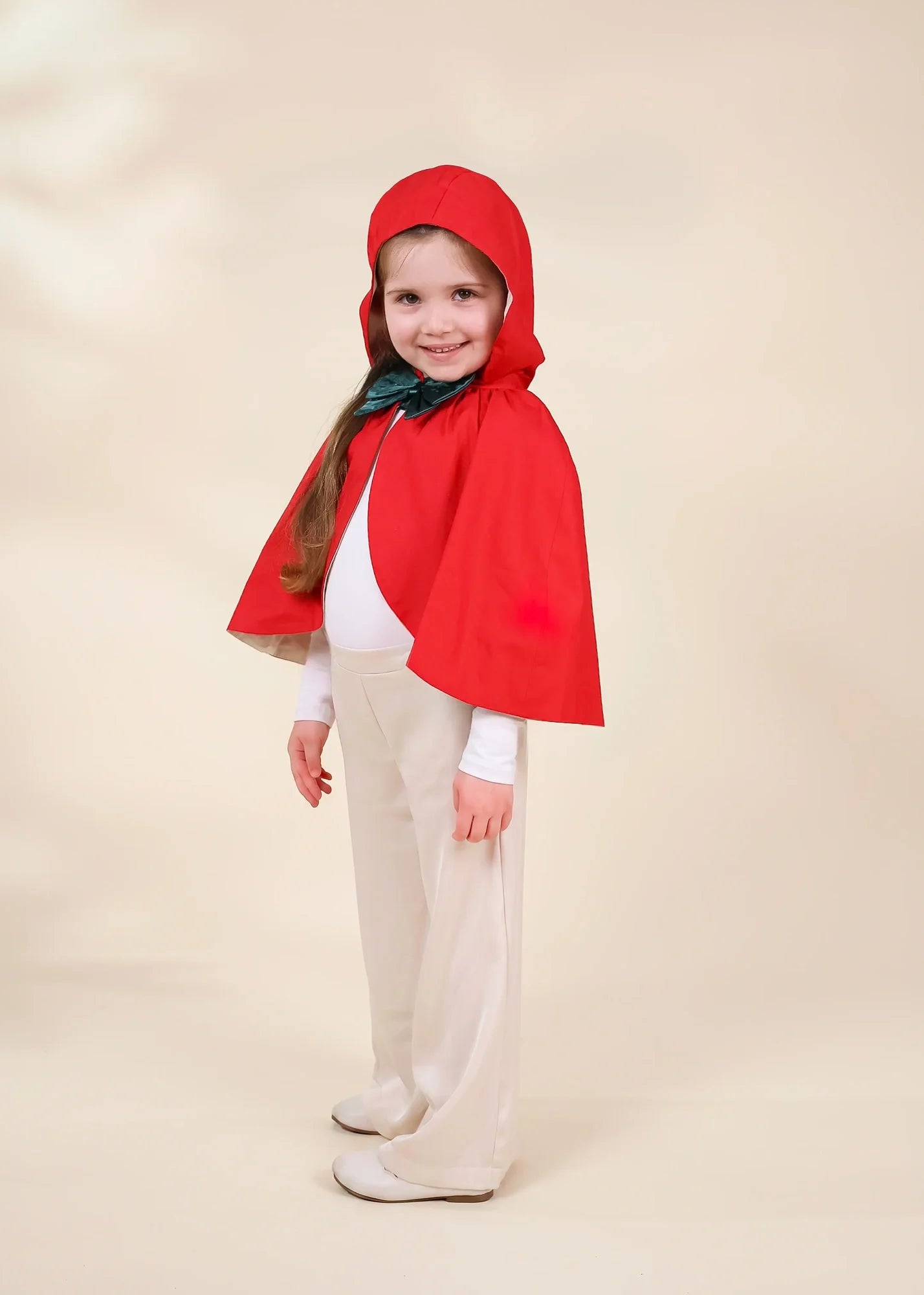 Coco Village Red Cotton Twill Cape with Bow