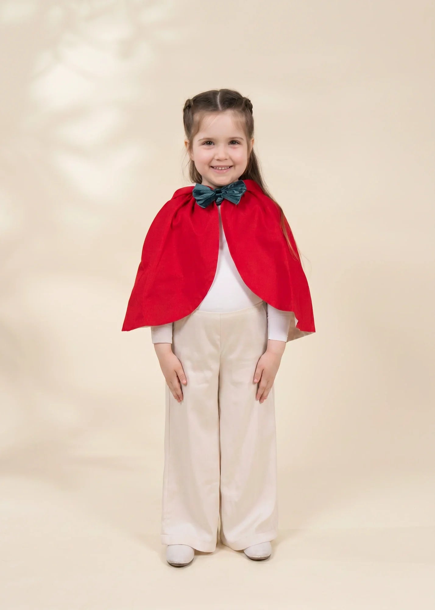 Coco Village Red Cotton Twill Cape with Bow