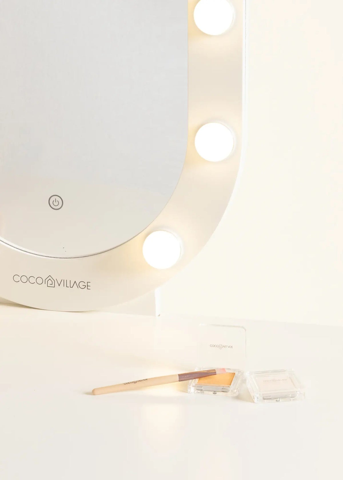 Coco Village Large Wooden Vanity Station Lighted Mirror & Shelves