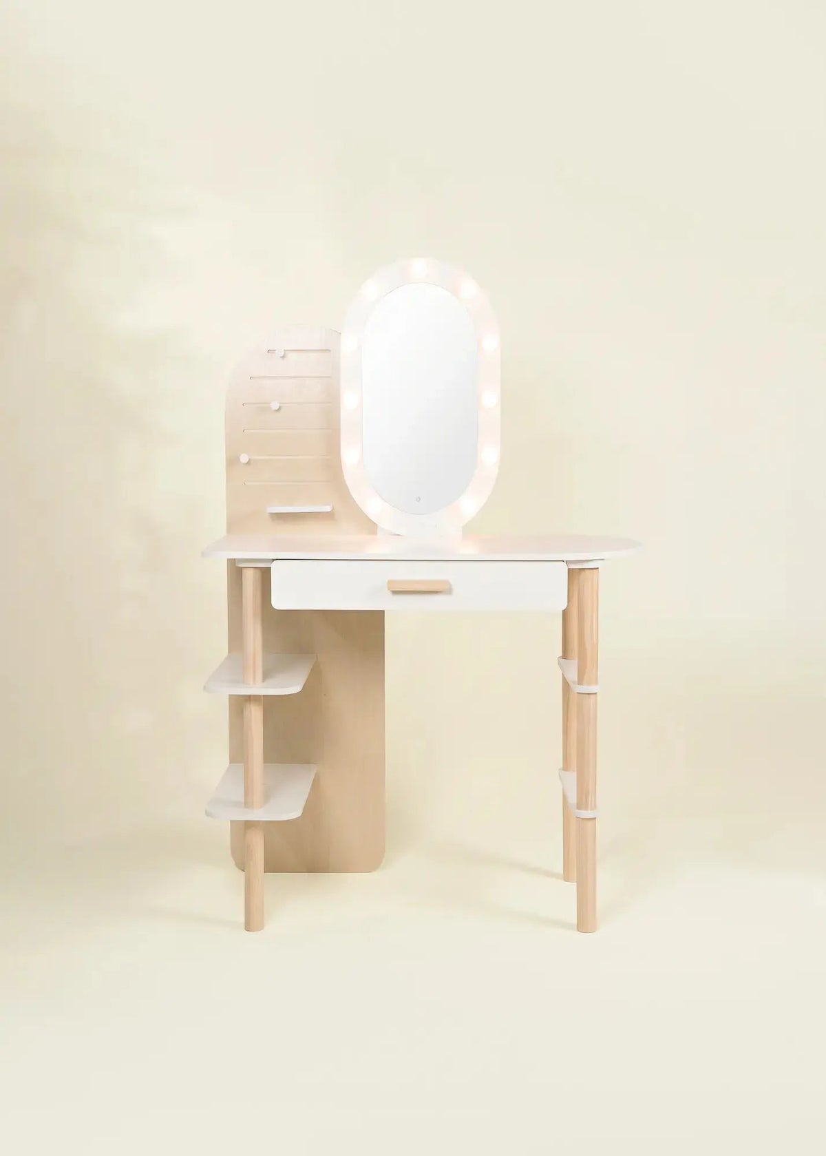 Coco Village Large Wooden Vanity Station Lighted Mirror & Shelves